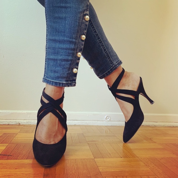 Shoes - 🇮🇹Famous M.G black suede heels🇮🇹